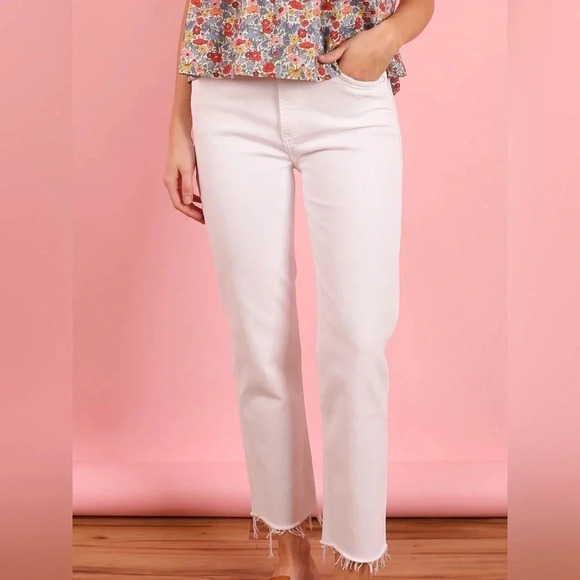 CITIZENS OF HUMANITY Daphne Cropped jeans white denim lucent raw hem high rise - Picture 1 of 11